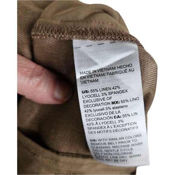 White House Black Market Pants Brown‎ Linen Blend Classic Wide Leg Size 6 - Picture 11 of 13